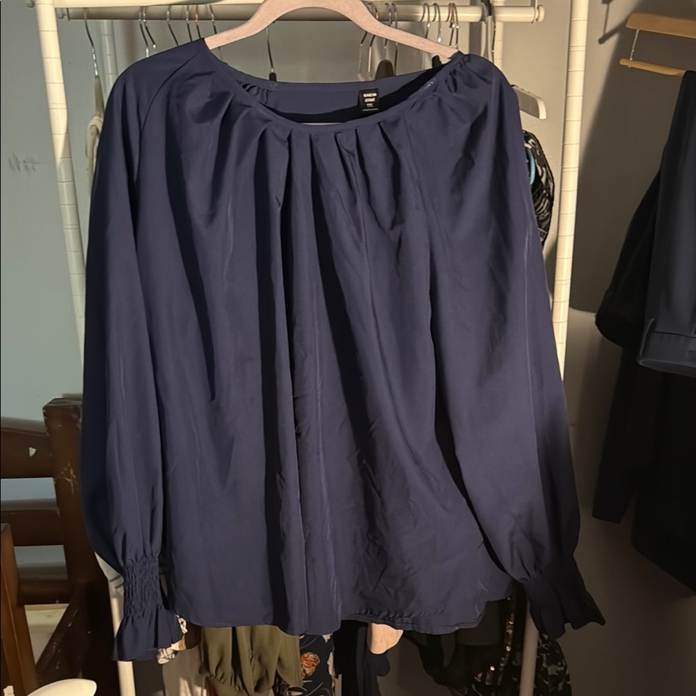 Elegant Navy Blue Women's Top 1XL